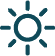 A simple black sun icon with rays extending outward, representing brightness or daylight, on a light gray background.
